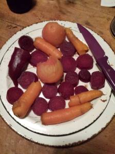 steamed carrots and beets